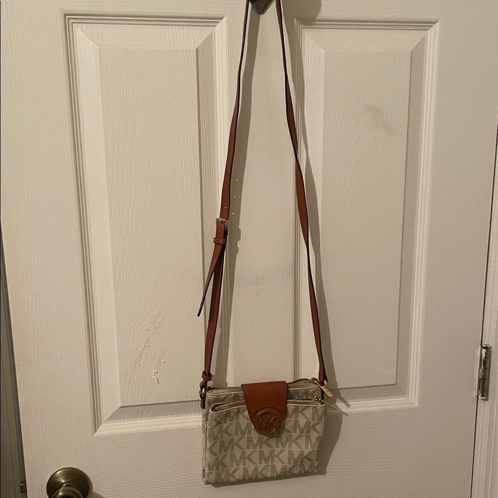 Michael Kors Beige and Brown Crossbody Bag